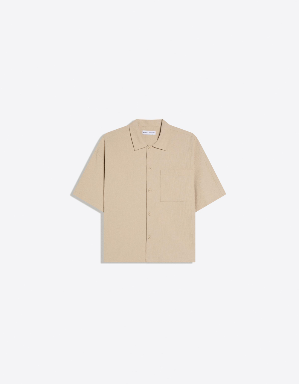 Мужская плиссированная рубашка boxy fit с коротким рукавом - BERSHKA