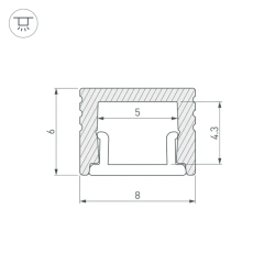 Профиль SL-MINI-8-H6-2000 ANOD BLACK (Arlight, Алюминий) 030522