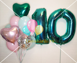 Цифры 102 см "Большие бирюзовые с блеском металлик" Тиффани