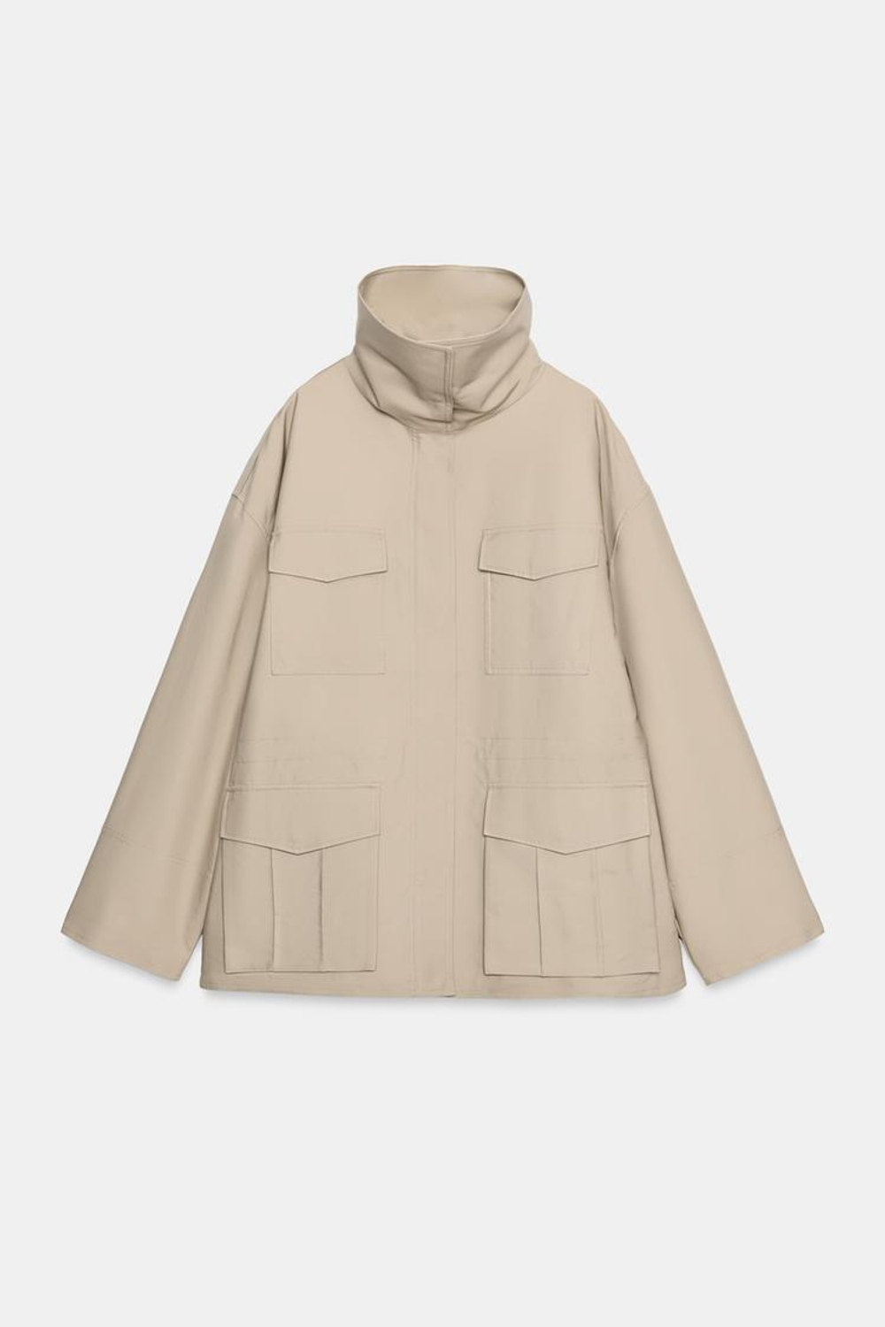 ZARA КУРТКА С КАРМАНАМИ, БЕЖЕВЫЙ