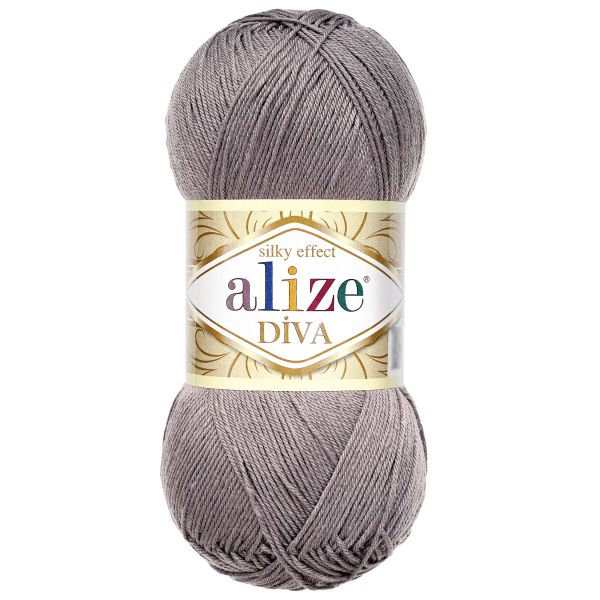 Пряжа Alize (Ализе) Diva / уп.5 мот. по 100 г, 350м, 348 темно-серый А