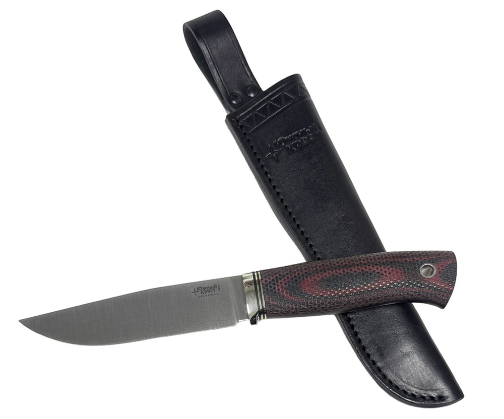 Нож Стерх (клин от обуха), N690, микарта красно-черная насечка, 301.5354