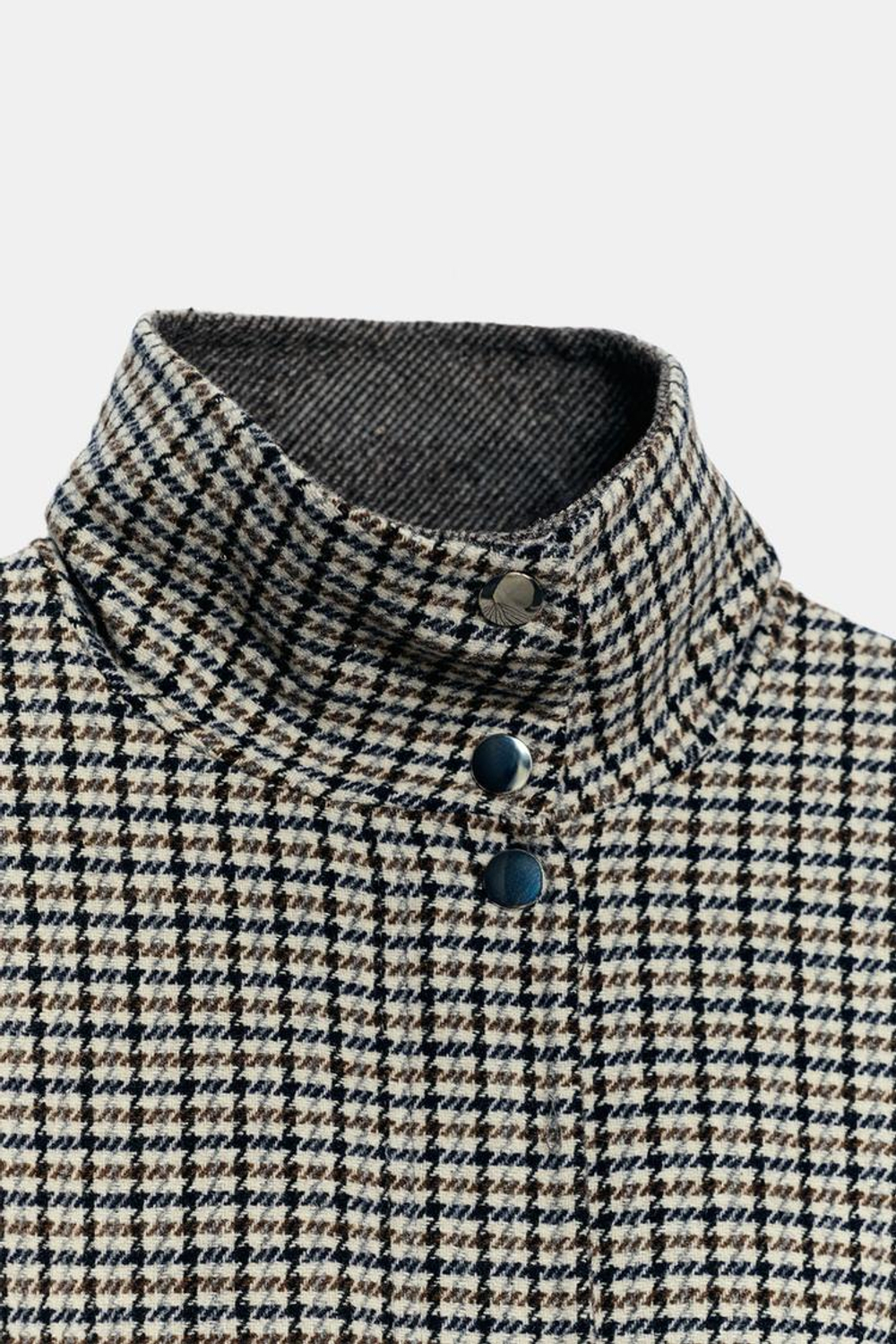 ZARA ПОЛУПАЛЬТО ИЗ ШЕРСТИ В "ГУСИНУЮ ЛАПКУ", СЕРЫЙ