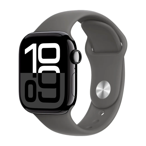Умные часы Apple Watch Series 10 GPS, 42mm, Jet Black Aluminium Case with Sport Band S/M, Stone Gray (Черный)