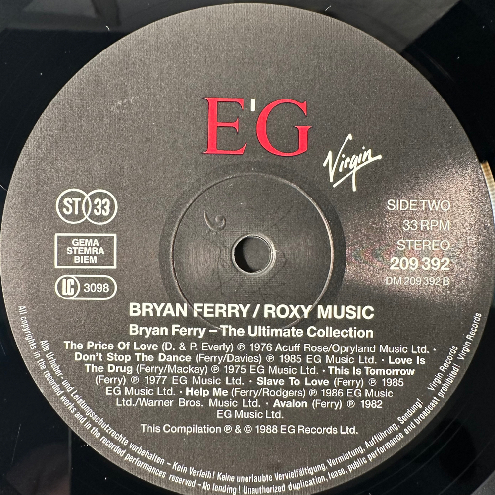 Bryan Ferry / Roxy Music ‎– The Ultimate Collection (Европа 1988г.)