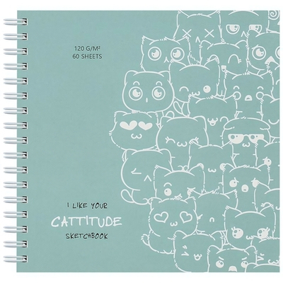 Скетчбук 60л. 150*150 на гребне "Cat wave" (Meshu)