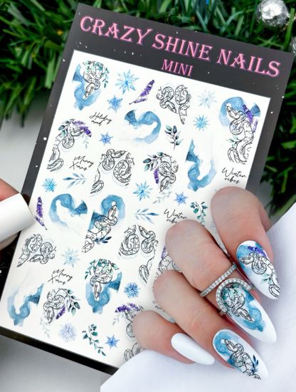 Слайдер-дизайн Crazy Shine Nails mini: Акварельные змеи