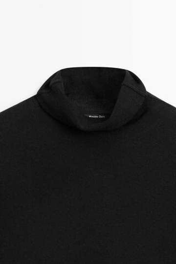 Massimo Dutti Шерстяной джемпер с высоким воротником, черный