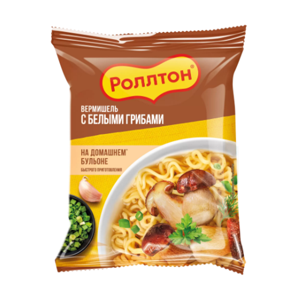 РОЛЛТОН Вермишель на дом.бульоне с грибами, пакет 60г. 1/42