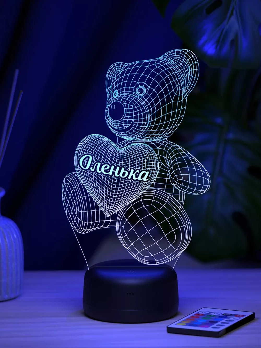 Ночник "Мишка с именем Оленька" - подарок девочке