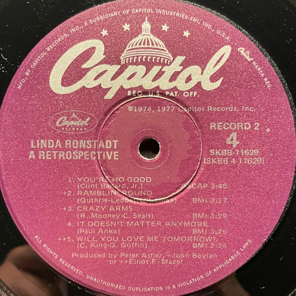 Linda Ronstadt ‎– A Retrospective 2LP (США 1977г.)