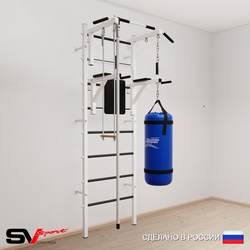 Шведская стенка Sv Sport усиленная 6761 (Турник стандарт/Брусья/Канат/Трапеция/Цепь/Мешок 15кг)