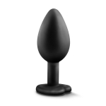 Черная анальная втулка с прозрачным кристаллом в виде сердечка Bling Plug Small - 7,6 см. (Цвет: черный)