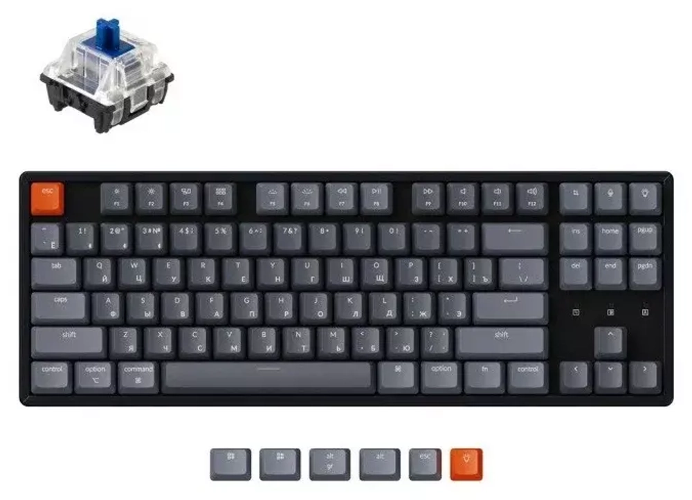 Клавиатура Keychron K8 (Blue Switch) Wireless White LED Black (K8-G2)