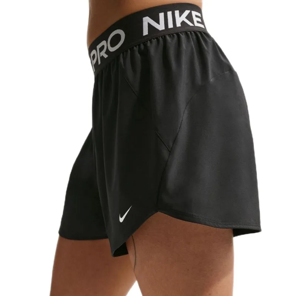 Женские Шорты теннисные Nike Pro Dri-Fit Mid Rise Brief Lined 3in Woven - black/white