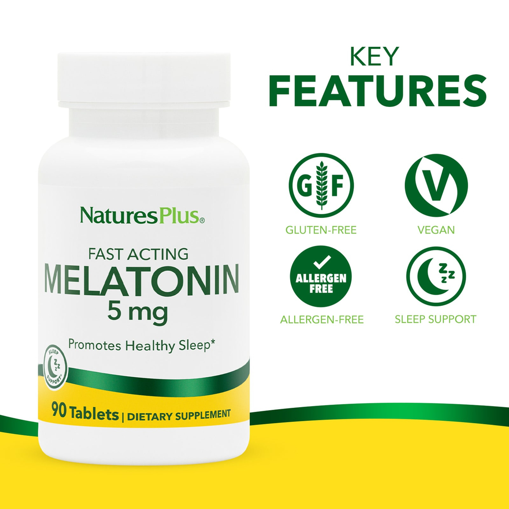 NaturesPlus, Мелатонин, 5 мг, 90 таблеток