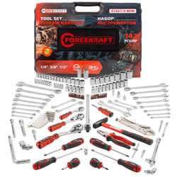 Набор инструментов 142 пр.1/4''3/8''1/2''(6-гр.)(4-32мм) FORCEKRAFT FK-41421-5 new