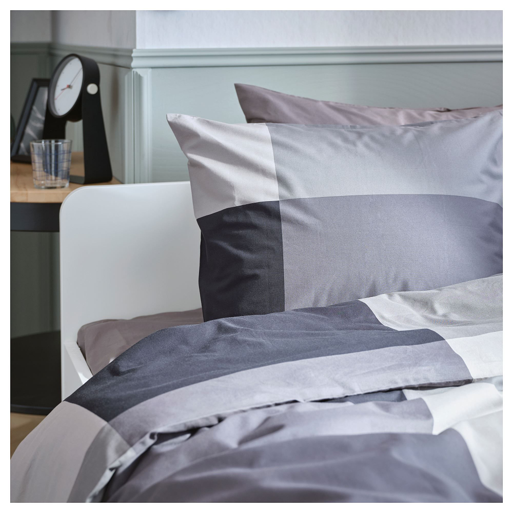 пододеяльник IKEA 240х220 и две наволочки 50х60 , черный, 240x220/50x60 см (Из финляндии)
