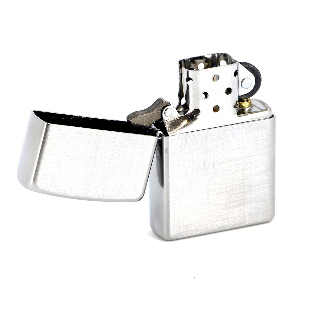 Зажигалка Zippo с покрытием Brushed Chrome, латунь/сталь, серебристая, матовая, 36x12x56 мм