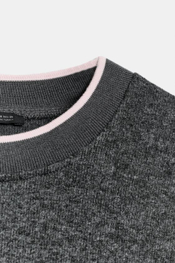 ZARA МЯГКАЯ ТОЛСТОВКА С КОНТРАСТНОЙ ПОЛОСКОЙ, СЕРЫЙ МЕЛАНЖ