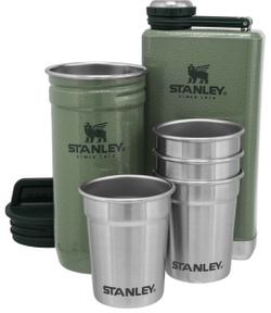 Набор подарочный Stanley Adventure (фляга 0,23 л+стопки 4 шт по 59 мл+футляр), темно-зеленый