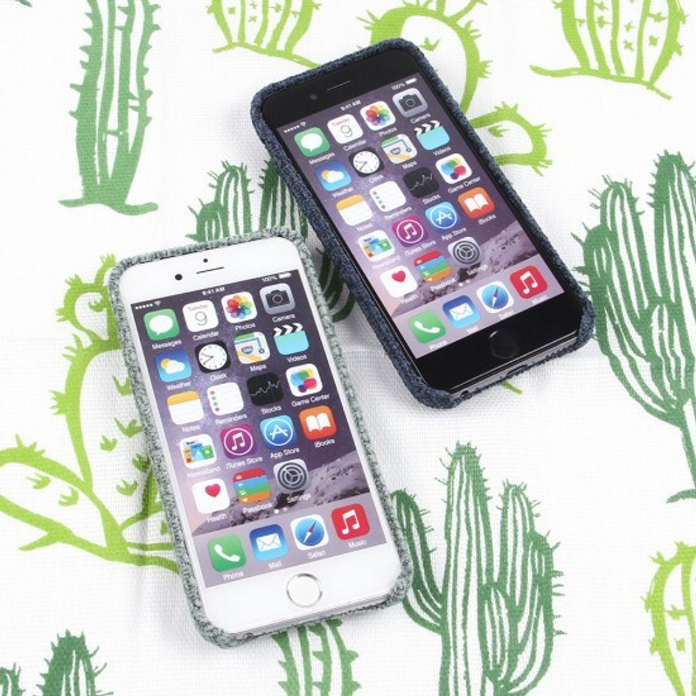 Чехол текстильный с сердечками для iPhone 6/6S, 011569 Синий