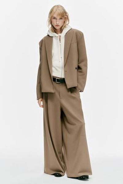 БРЮКИ С ЗАЩИПАМИ И СТРОЧКОЙ — ZARA