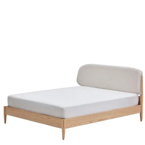Кровать Octavia из ясеневой фанеры с белым мягким изголовьем 180x200 см