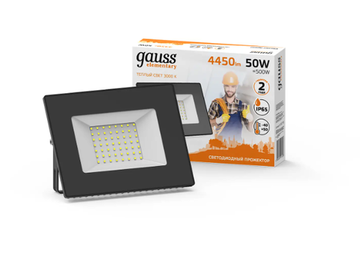 Прожектор светодиодный Gauss LED 50W 3350lm IP65 3000К чёрный 613527150