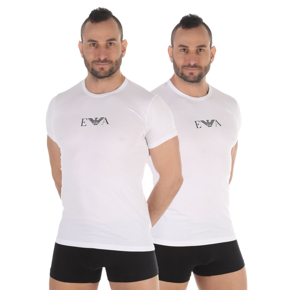 Набор из 2 белых мужских футболок Emporio Armani (Размер: L) (Цвет: белый)