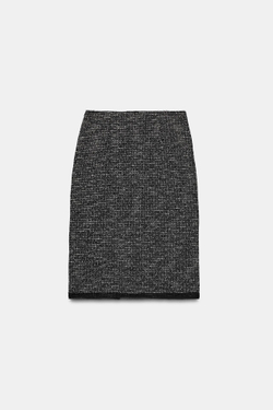 ZARA КОМБИНИРОВАННАЯ ЮБКА МИДИ, ЧЕРНЫЙ/БЕЛЫЙ