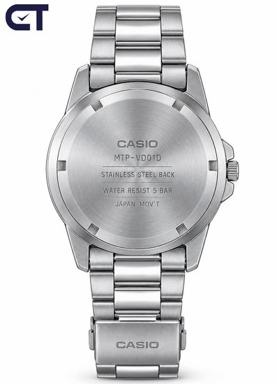 CASIO MTP-VD01D-1E2 CASIO Collection мужские наручные часы — чёрный циферблат, крупный корпус и уверенный стальной дизайн