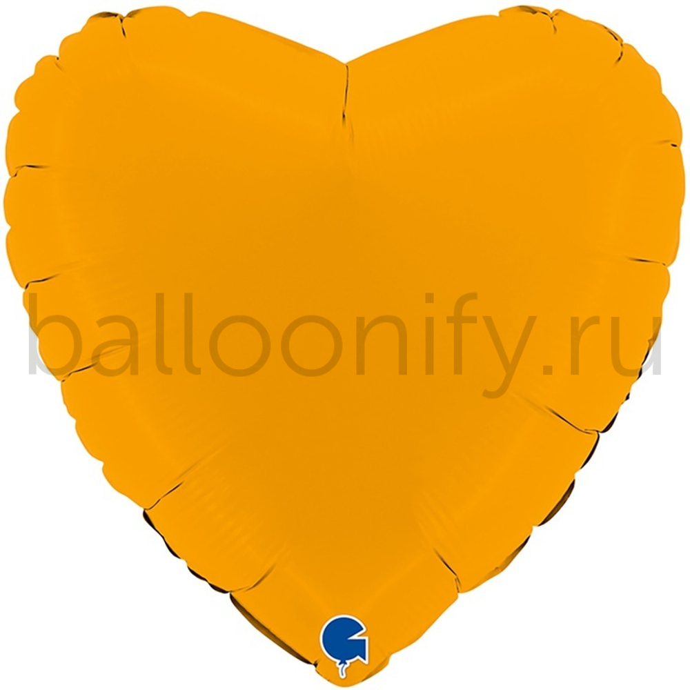 Фольгированная фигура, сердце, 18"/46СМ Пастель Matte Mustard