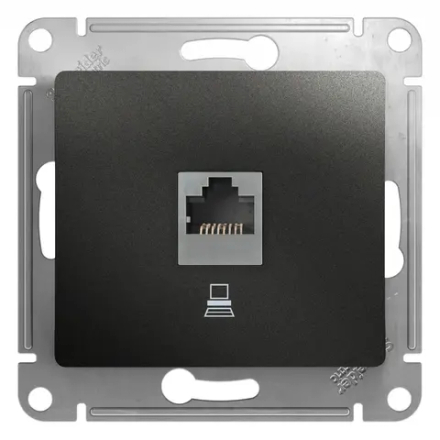 GLOSSA РОЗЕТКА компьютерная RJ45 кат. 5e, механизм, АНТРАЦИТ
