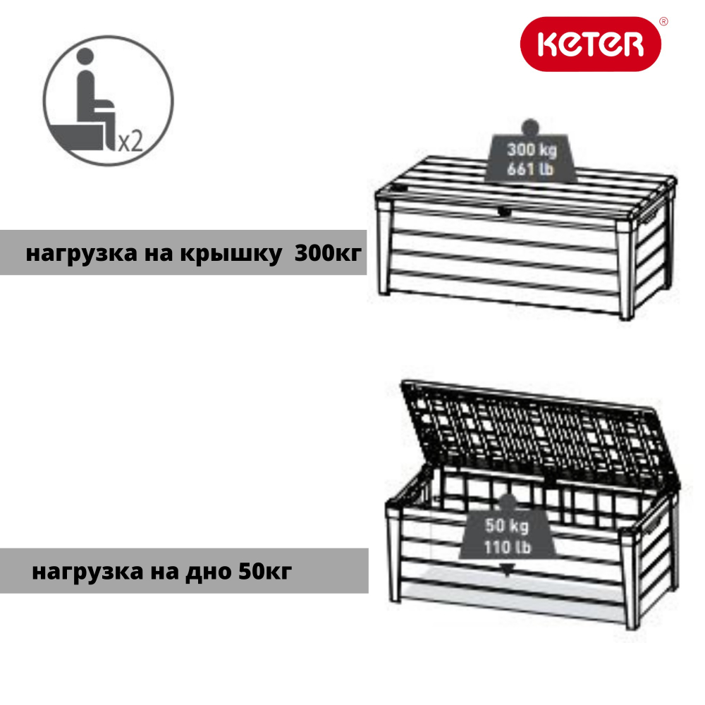 Пластиковый сундук Keter Brightwood 455 л brown