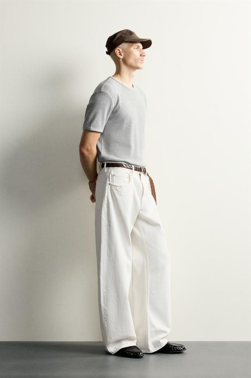 ZARA ДЖИНСЫ BALLOON FIT, ЖЕЛТОВАТО-БЕЛЫЙ