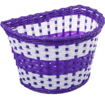 Корзина TRIX для детского велосипеда 12"-16", крепление на руль, 235х165х155мм, пластиковая, плетёная, бело-фиолетовая