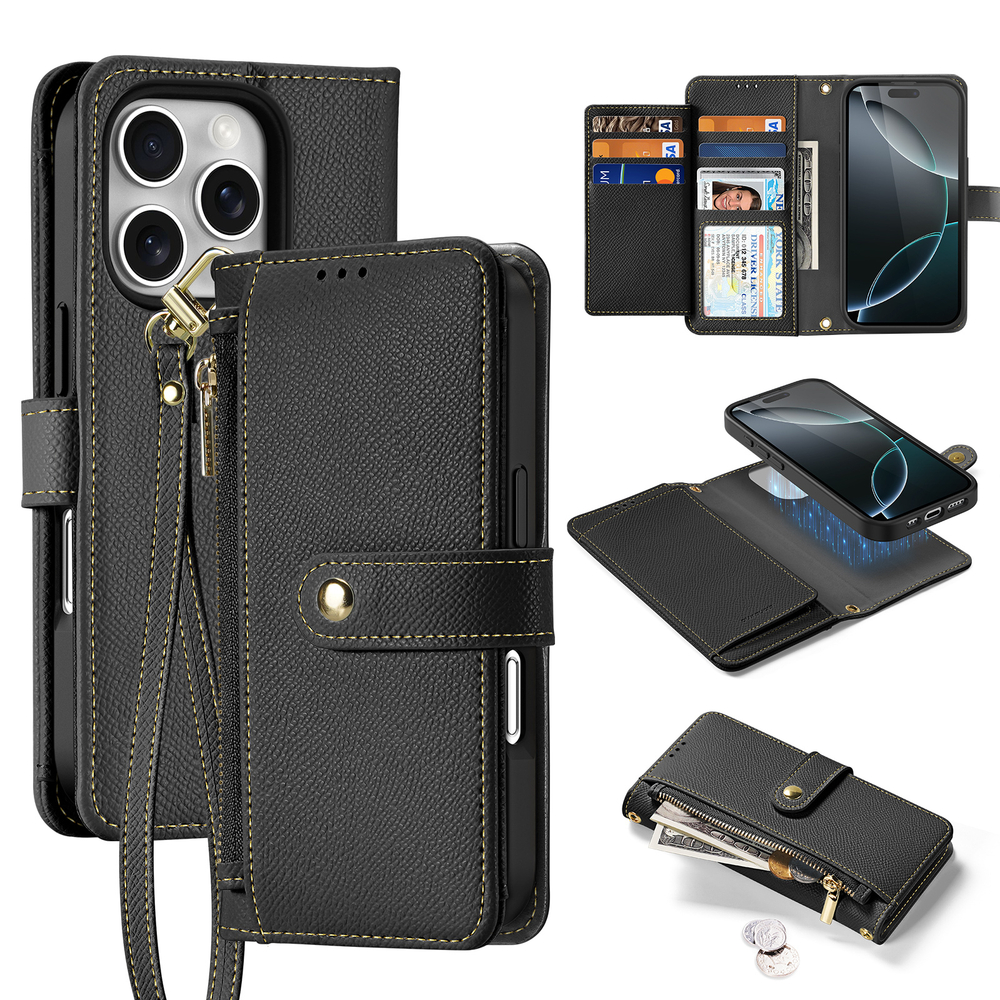 Чехол кошелек с MagSafe из TPU кожи от Dux Ducis для iPhone 16 Pro Max, серия Lawa Series Case