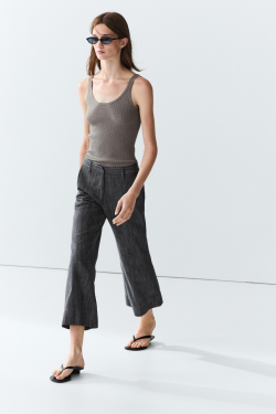 Massimo Dutti Укороченные расклешенные брюки, индиго
