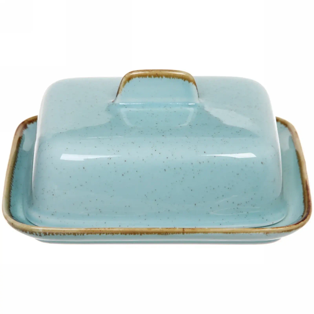 Масленка керамическая «Tiffany Blue» 16,5*13*7,8см