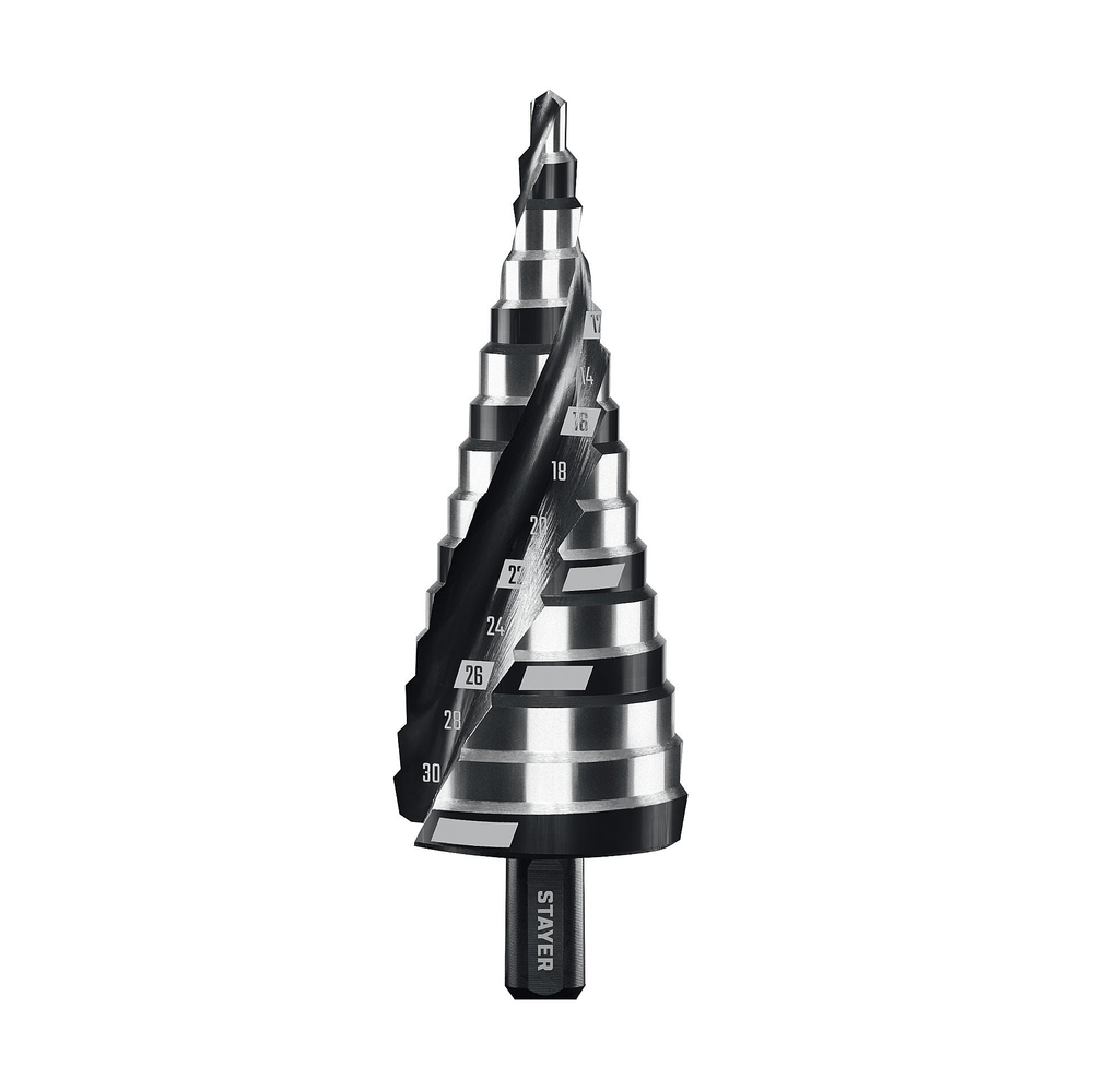 STAYER Pro-Max 4-32мм, 15 ступеней, винтовая спираль, сверло ступенчатое (29661-4-32-15)