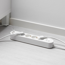 IKEA KOPPLA  (ИКЕА КОППЛА)  -  Удлинитель 4 розетки/2 порта USB - белый 3.0 м
