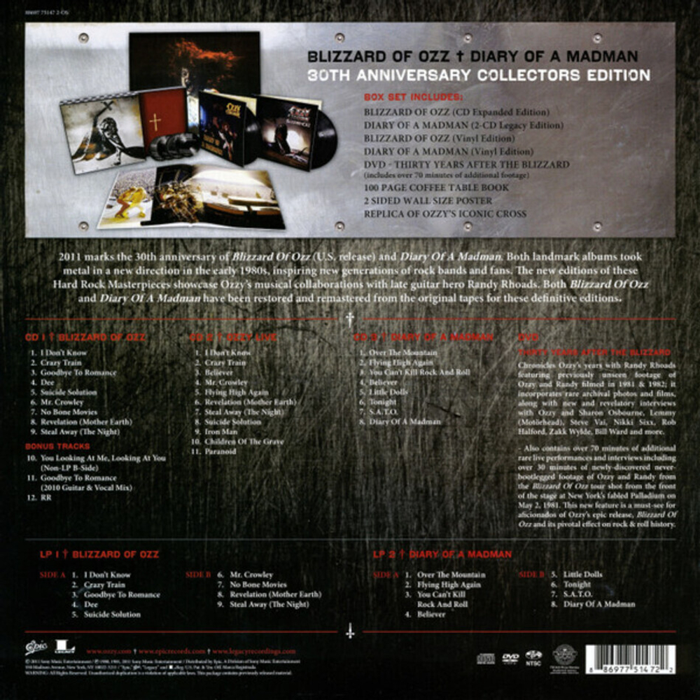 Ozzy Osbourne / Blizzard Of Ozz - Diary Of A Madman (30th Anniversary Edition)(2LP + 3CD + DVD + Book)