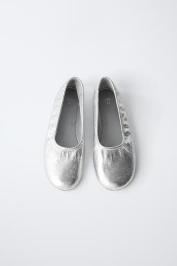 ZARA БАЛЕТКИ, СЕРЕБРИСТЫЙ