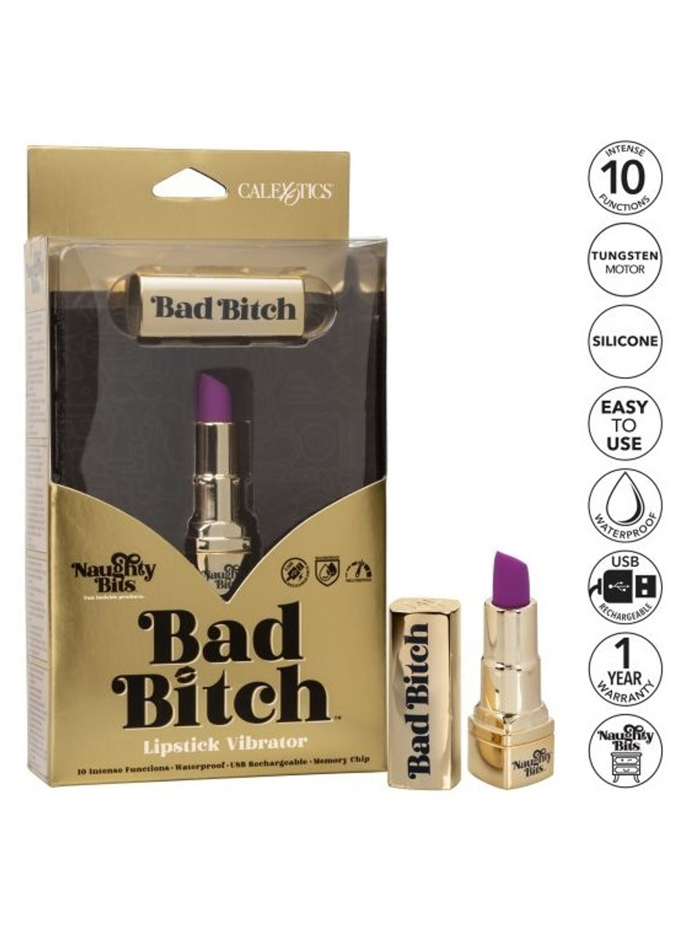 Naughty Bits Bad Bitch Lipstick - Перезарежаемая вибропуля в виде помады