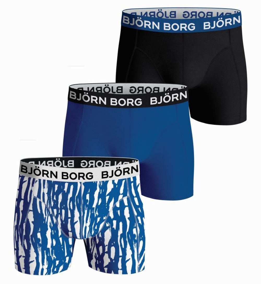 Мужские спортивные боксеры Björn Borg Cotton Stretch Boxer 3P - black/blue/print
