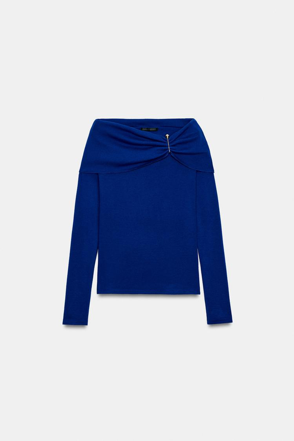 ZARA ТОП ИЗ МЯГКОЙ ТКАНИ С ПРЯЖКОЙ, ЯРКО-СИНИЙ