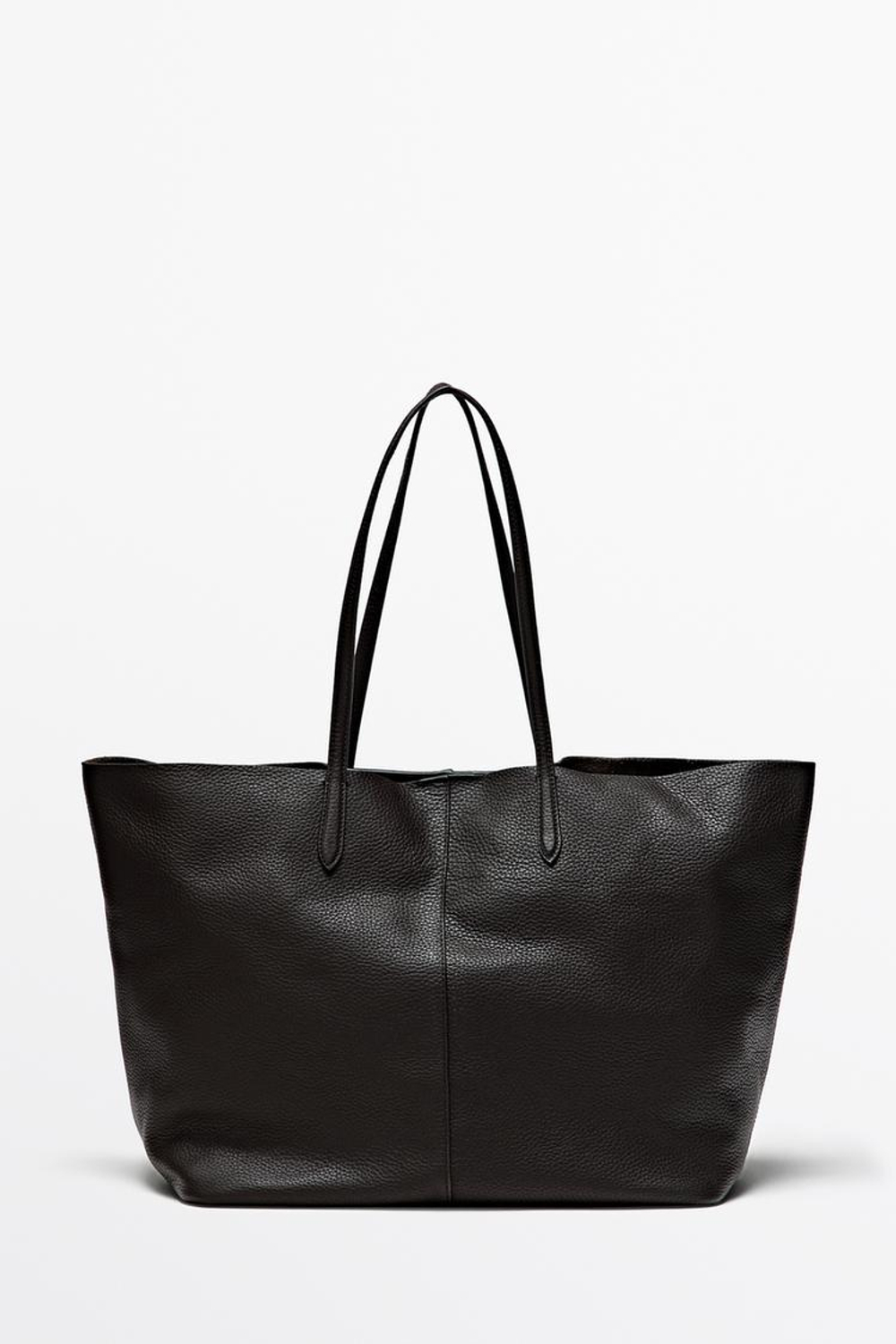 Massimo Dutti Большая сумка-тоут из кожи наппа, коричневый