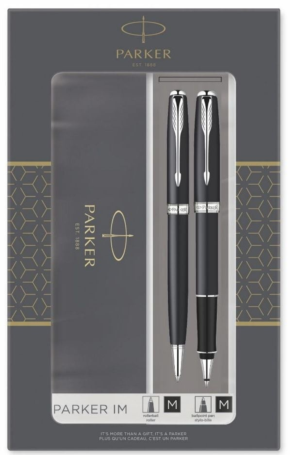 Набор из двух ручек  Parker SONNET BLACK CT ручка роллер и шариковая ручка