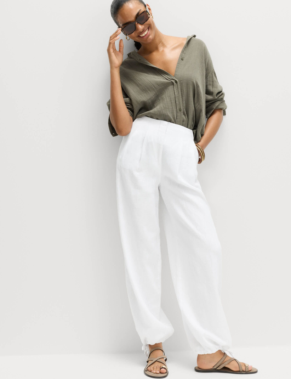 Брюки из чистого льна T57002005 - Marks & Spencer